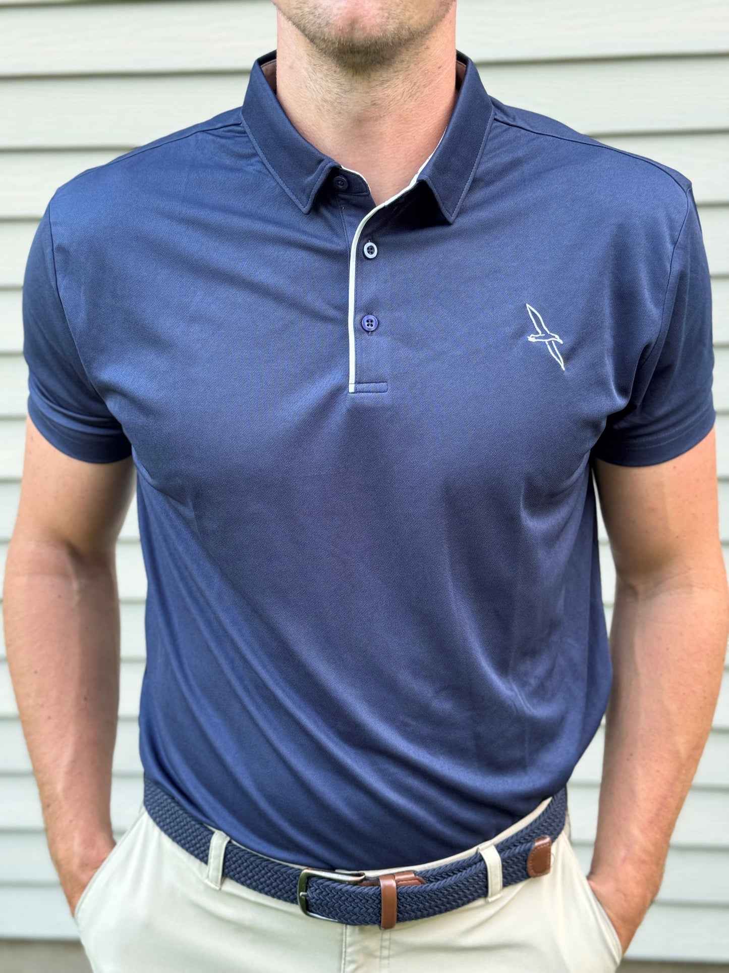 Navy Blue Outline Polo